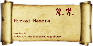 Mirkai Neszta névjegykártya
